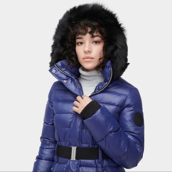UGG | Valerie Belted Down Coat Nocturn Blue L NWT - Picture 12 of 16